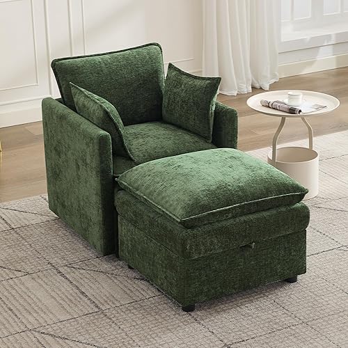 Miniatura 33 de Cloud - Sofá modular de 3 plazas de 80 pulgadas con otomana de almacenamiento, sofá de almacenamiento tapizado con asiento profundo, sofá