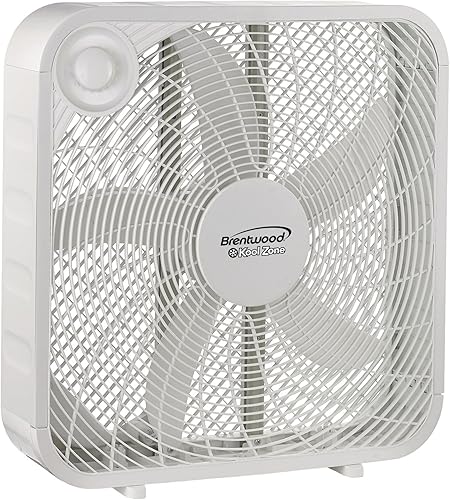 Brentwood Kool Zone - Ventilador de caja, 3 velocidades de 20 pulgadas, color blanco
