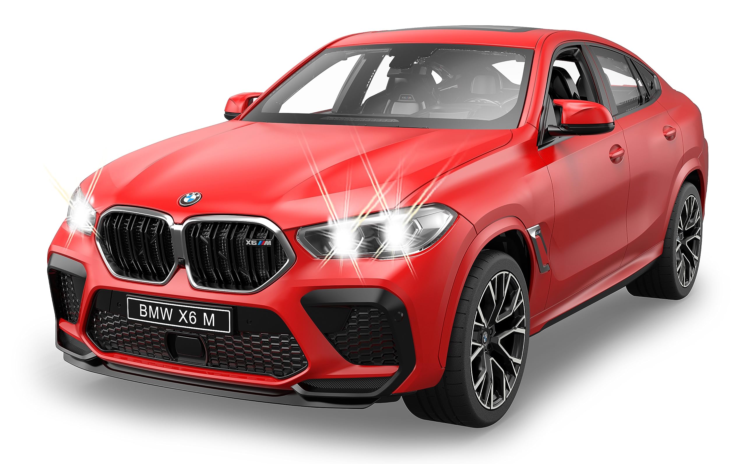 JAMARA BMW X6 M 1:14 2,4 GHz – przezroczysta szyba przednia, światło LED, samochód RC, czerwony