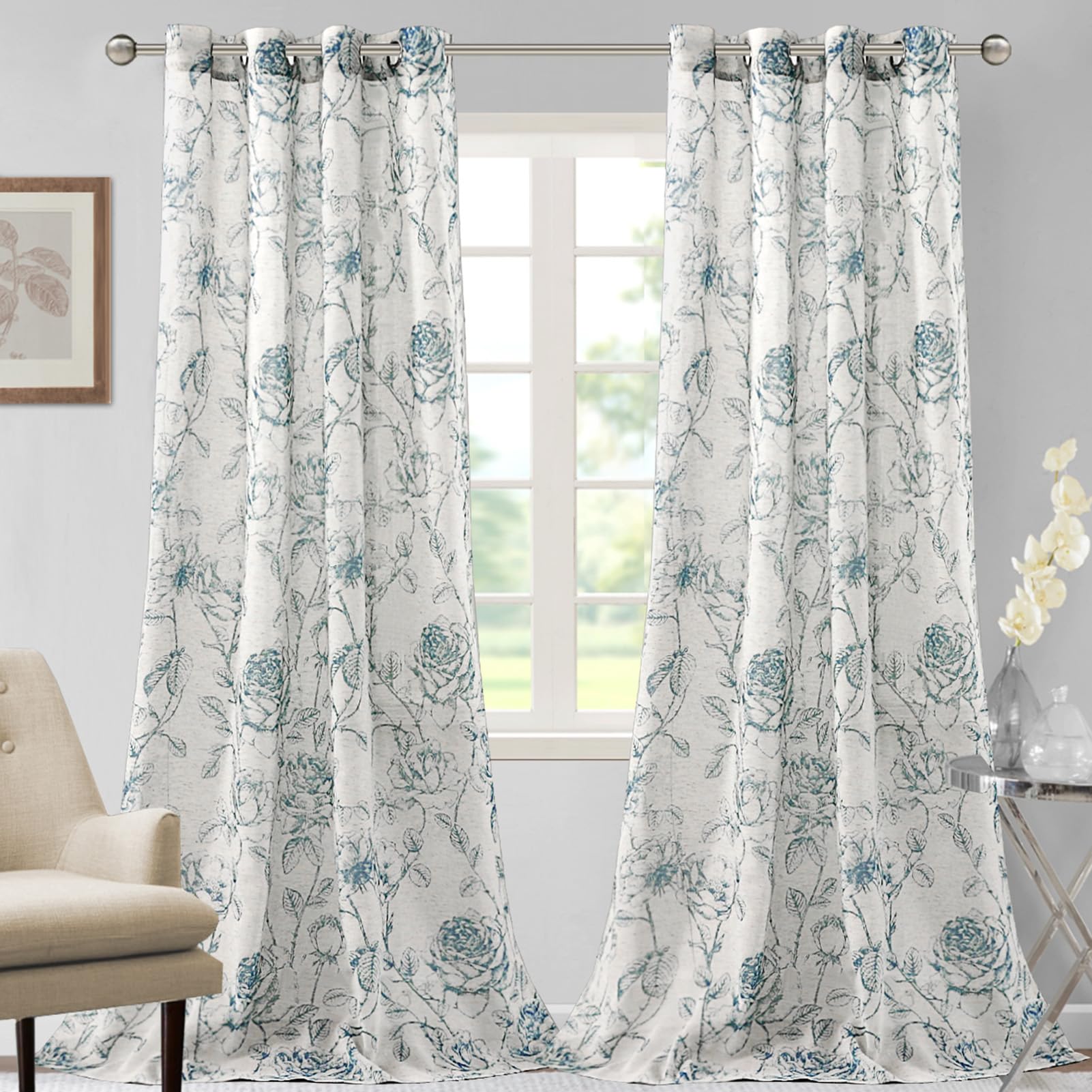 Rideaux modernes gris-bleu pour salons et chambres lumineux