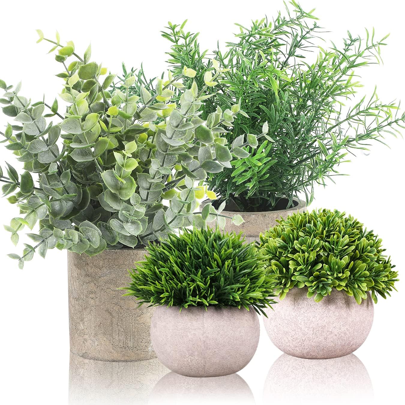 Artificial Plants Indoor, 4 Set Fake Plants in Pots