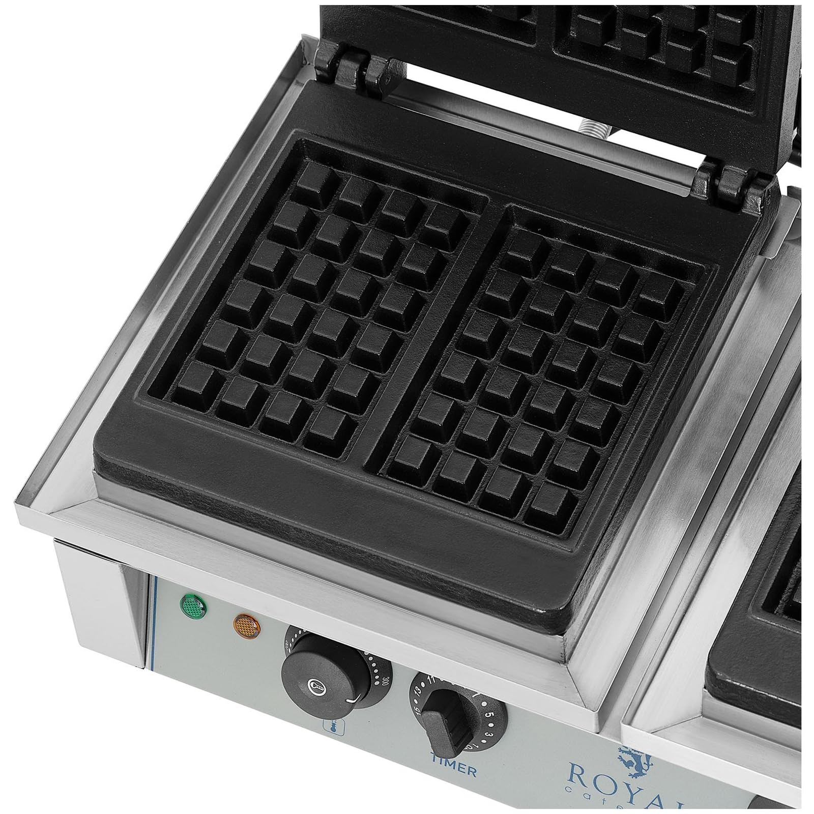 Royal Catering Gofrera Máquina Para Hacer Gofres RCWM-4000-E (Para 4 gofres, Temperatura de 50 a 300 °C, 2 x 2.000 W)