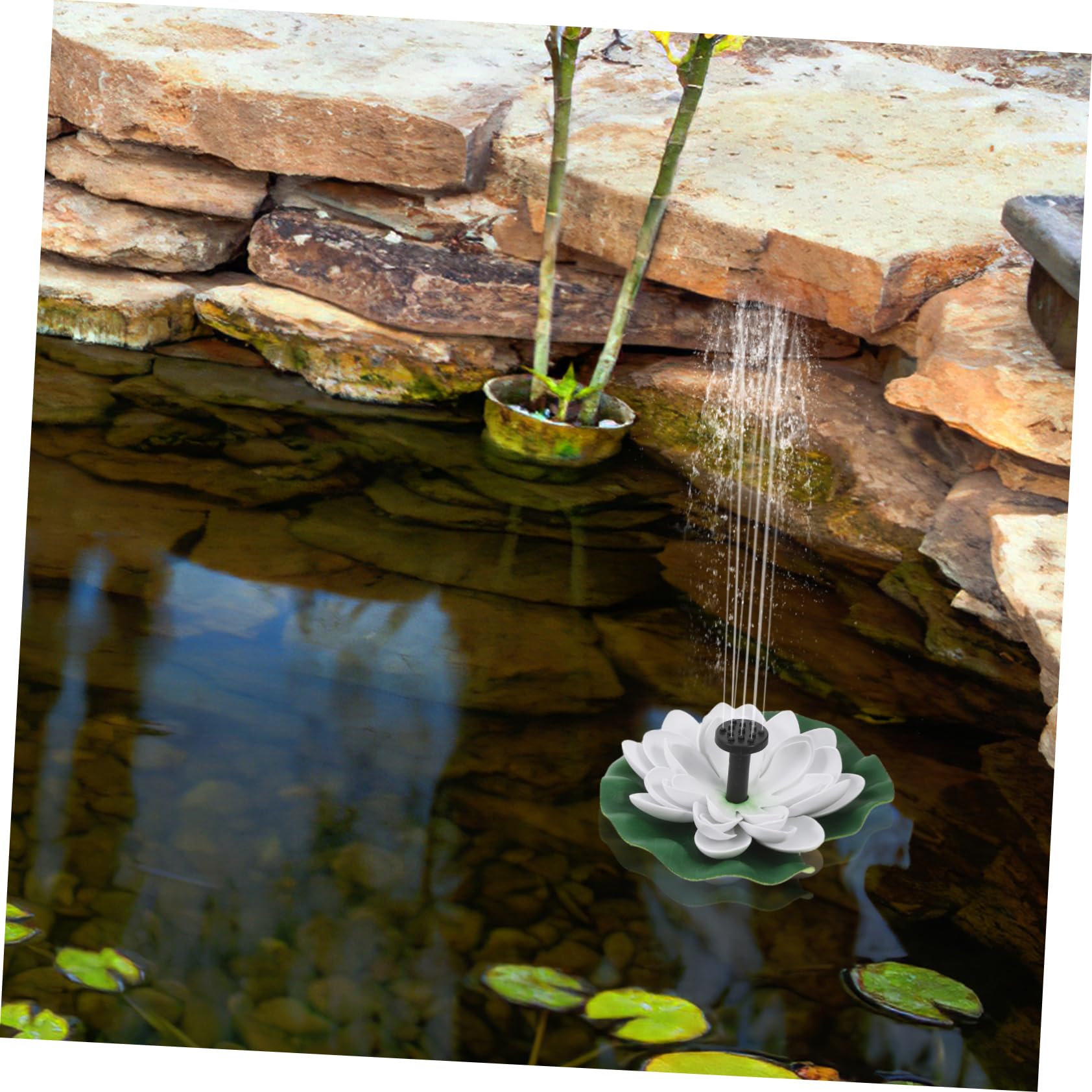 Fuente Solar Flotante de Loto 2,5 W para Baño de Pájaros