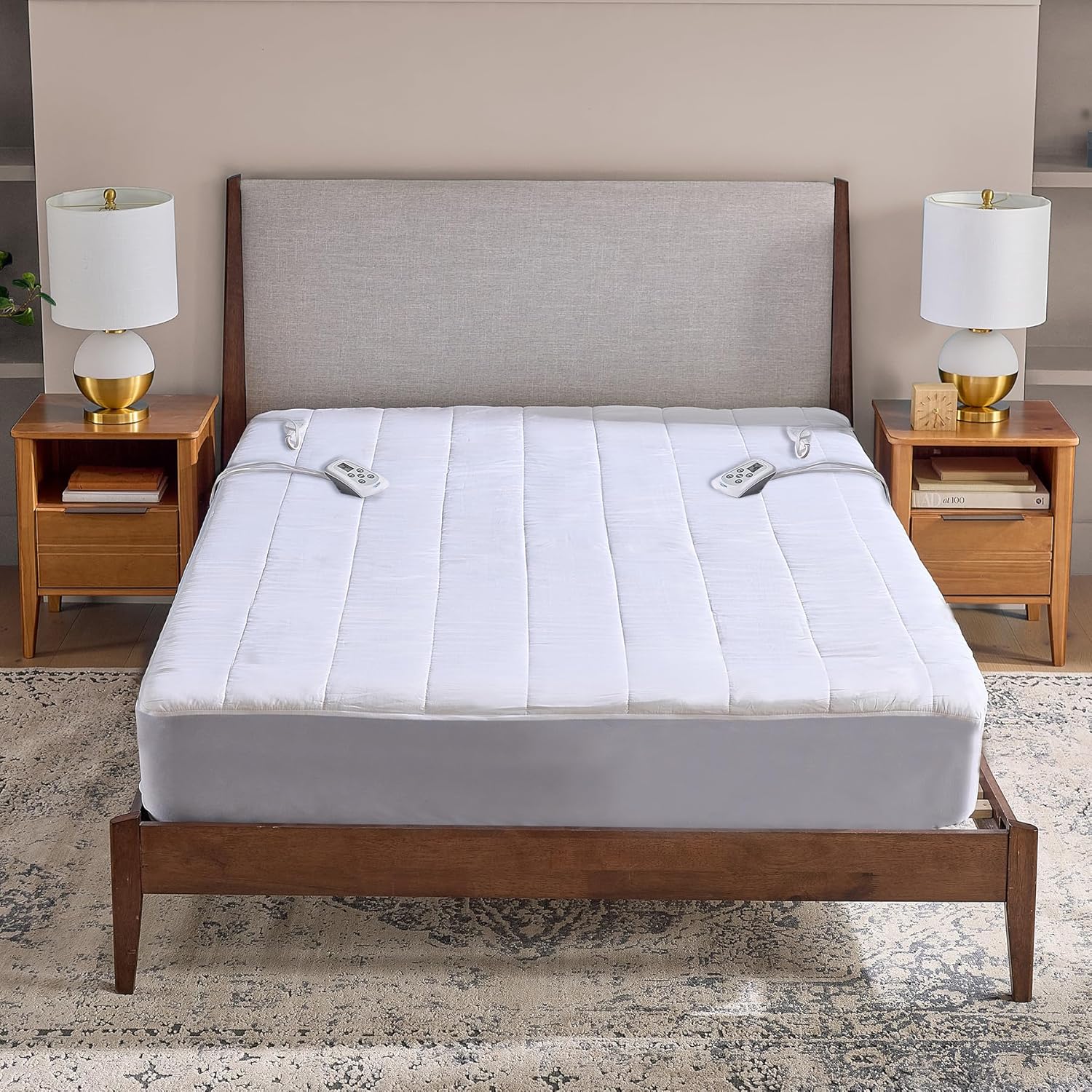 Therapedic Heated Mattress Pad – Plug-in Bed Warmer with Dual Controllers, 10 Heat Settings, Adjustable Timer, Machine Washable, ETL Certified Auto Shut-Off (King, 76x80 Inches, White)