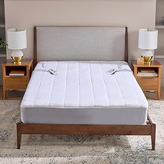 Therapedic Heated Mattress Pad – Plug-in Bed Warmer with Dual Controllers, 10 Heat Settings, Adjustable Timer, Machine Washable, ETL Certified Auto Shut-Off (King, 76x80 Inches, White)