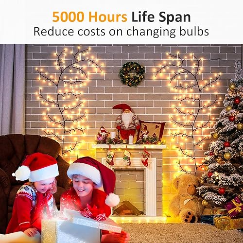 Miniatura 3 de XURISEN Luces de vid con hoja, 13 pies, 144 LED, luz de vid de vegetación artificial, 8 modos y enchufe de memoria, guirnalda de Navidad para pared,