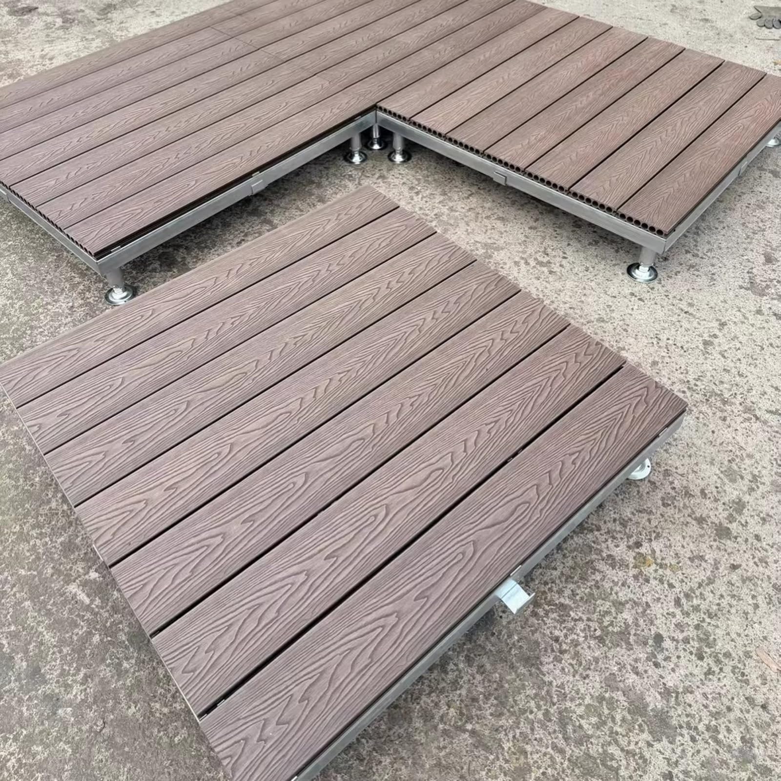 Modułowy zestaw pływających pokładów – DIY na zewnątrz drewniana platforma tarasowa, niskoprofilowa, odporna na warunki atmosferyczne, taras na podwórko i do ogrodu, stylowy fioletowy kolor, idealny