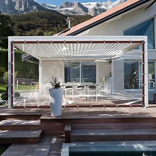 12X24FT Clear Plastic Tarp with Increase Grommets| 33FT Windproof Rope| Heavy Duty|Waterproof | TransparentVinyl Tarps Tarpaulin Patio Enclosure for Winter Outdoor Porches Henhouse Rainproof Cover