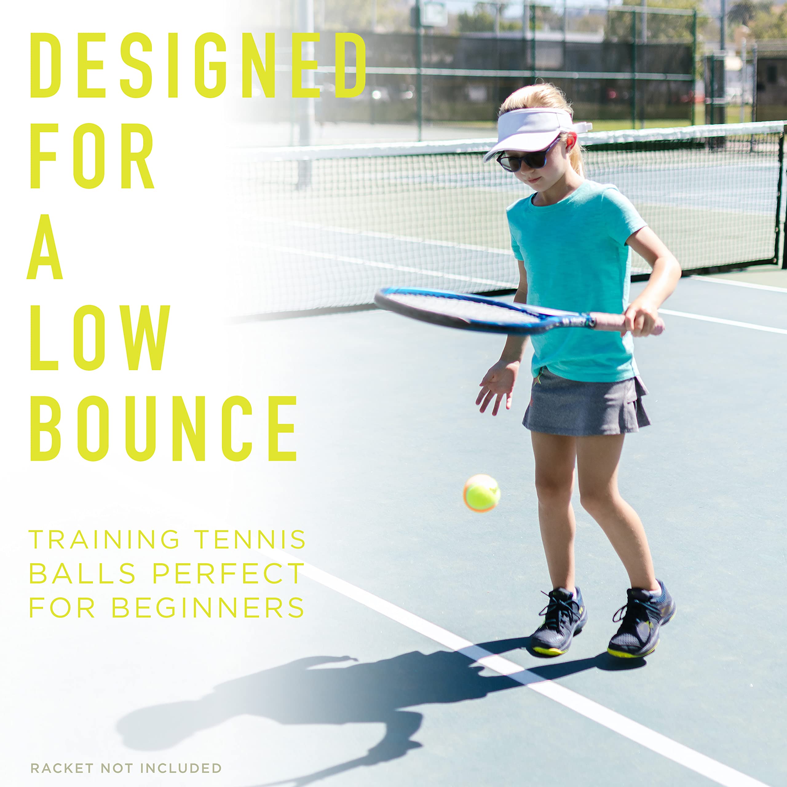 Franklin Sports Pressureless Tennis Balls - Official Size Low Pressure Tennis Balls - Great for Training + Practice - 3 Pack Can of Low Bounce Tennis Balls - All Court Surface Balls - Orange