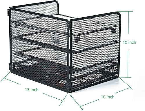 Miniatura 5 de SETTFRFE Bandeja de papel de malla de 4 niveles, organizador de archivos de escritorio con un cajón deslizante, organizador de escritorio de
