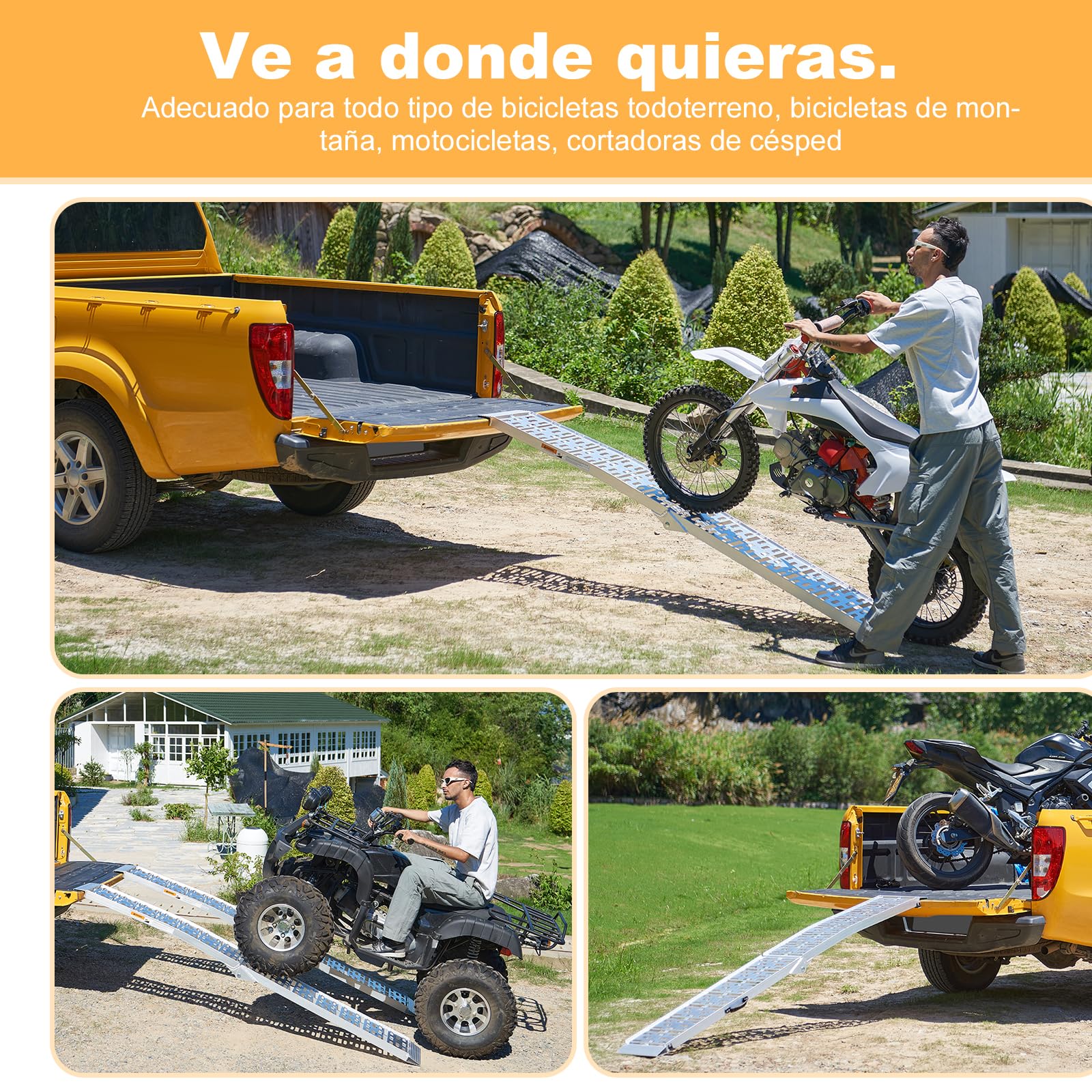 gardhom Rampas de Carga Plegable Duradero Aluminio Rampa Moto 180x28x4.5cm 340kg Rampas para Coches, Bicicletas, Remolques, Cortadoras de Césped, Cillas de Ruedas
