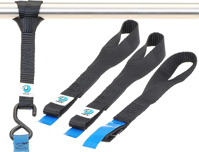 valonic FALCON - soft loop tie down straps - EN-12195-2 , 4 pack, 1000kg, 30cm long, 25mm wide, double stitched, black - for motorcycle handlebar