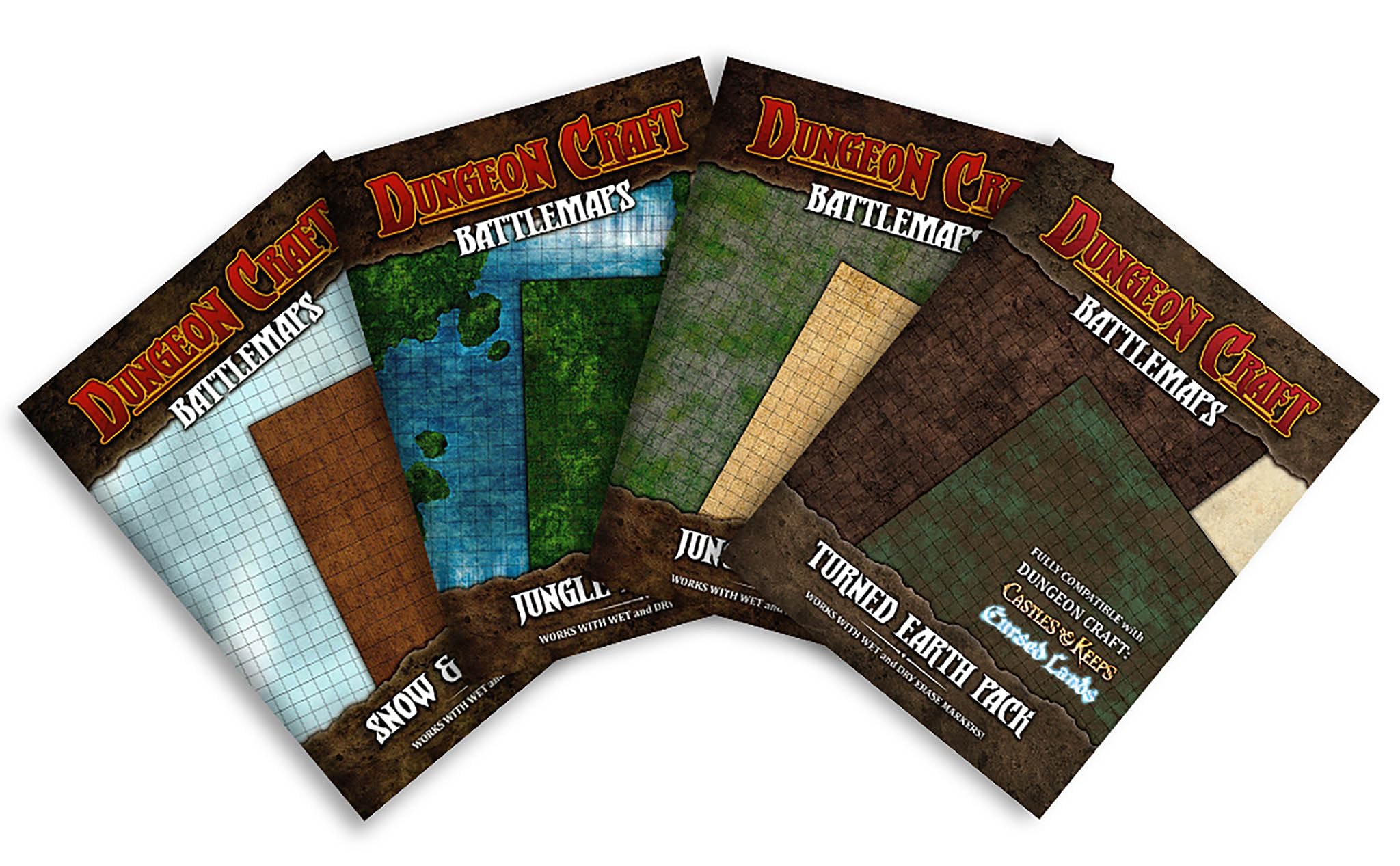 Dungeon Craft Battlemaps Board Game, Battle Mat for Dungeons and Dragons, Double-Sided Gloss Laminated DND Mat, Wet and Dry Erase Board, Table Top Games, 24"x33"/1" Grid (Set of 4) — image 1