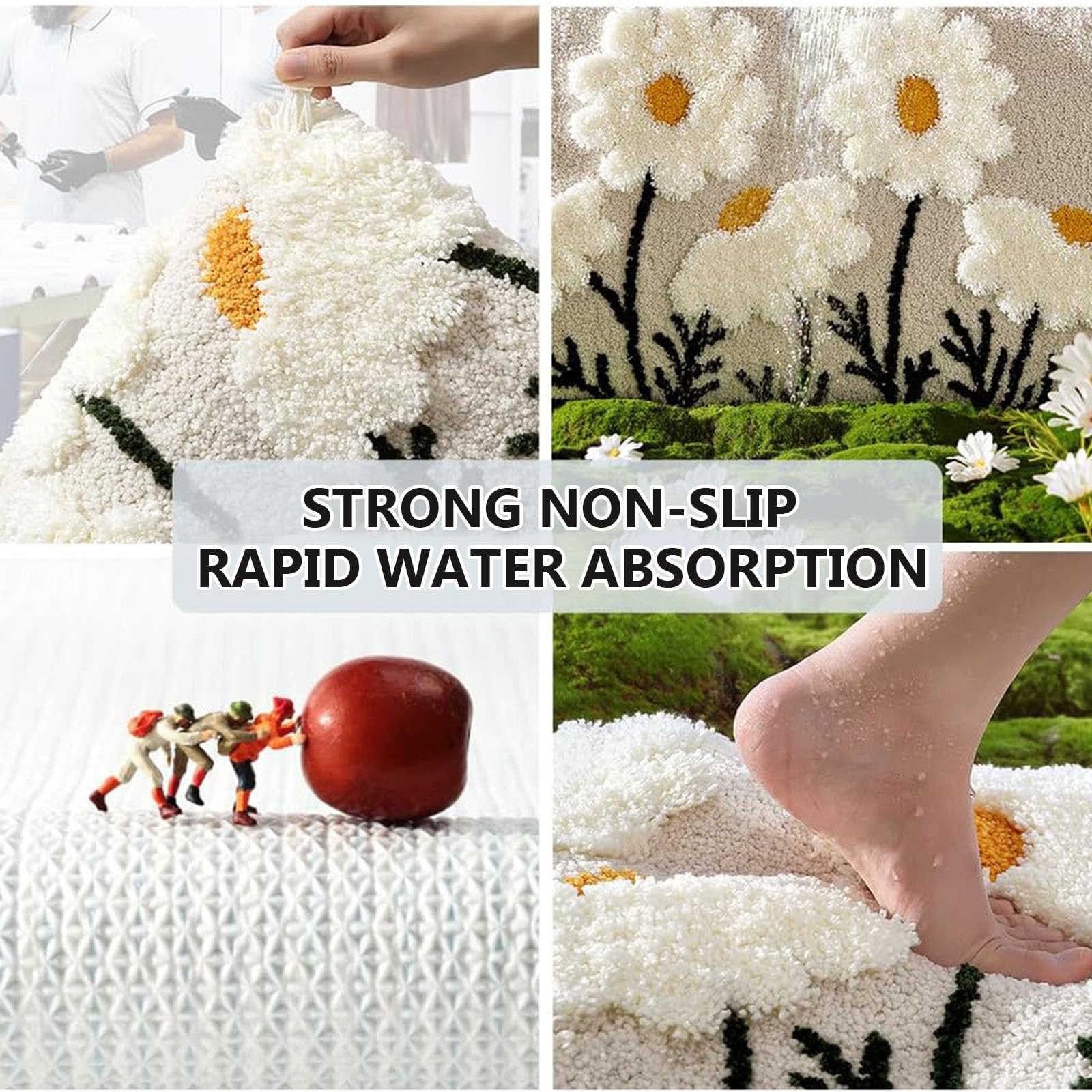 Tappetino Da Bagno Con Motivo Floreale, Set Da 2 Pezzi, Tappeti Antiscivolo Lavabili In Lavatrice, Tappeto Soffice, Coperta Per Pavimento Super Assorbente Per Doccia, Soggiorno (B, 40 * 60CM)