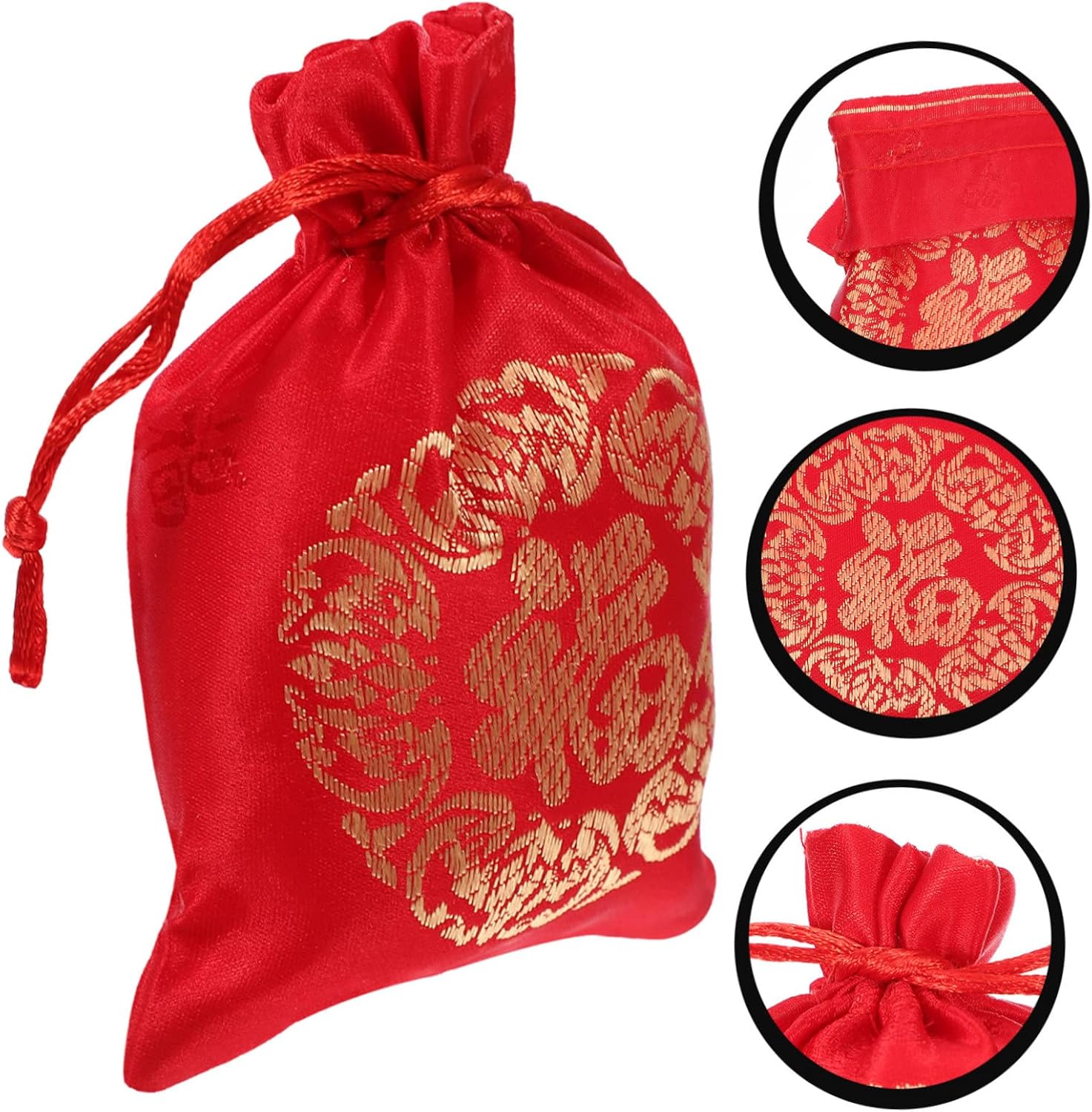 Mobestech 20pcs Lucky Bag Bag Chinese Style s Fortunes Drawstring New Year Candy Chinese Candy s New Year Hongbao Lucky Money Wraps Supplies Wedding Silk