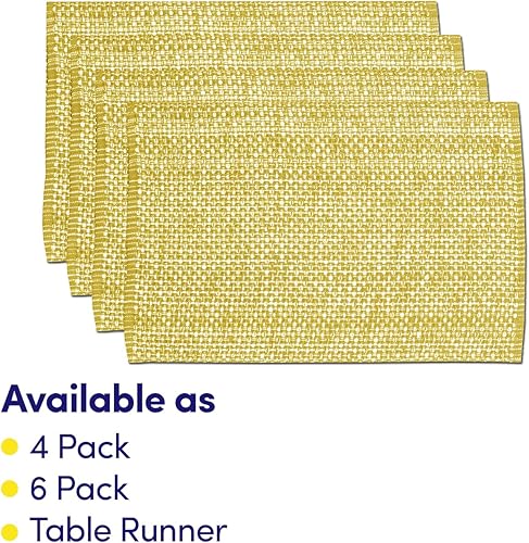 Vista 3 de Sweet Home Collection Trends - Mantel individual (100% algodón), Paquete de 6, Dorado