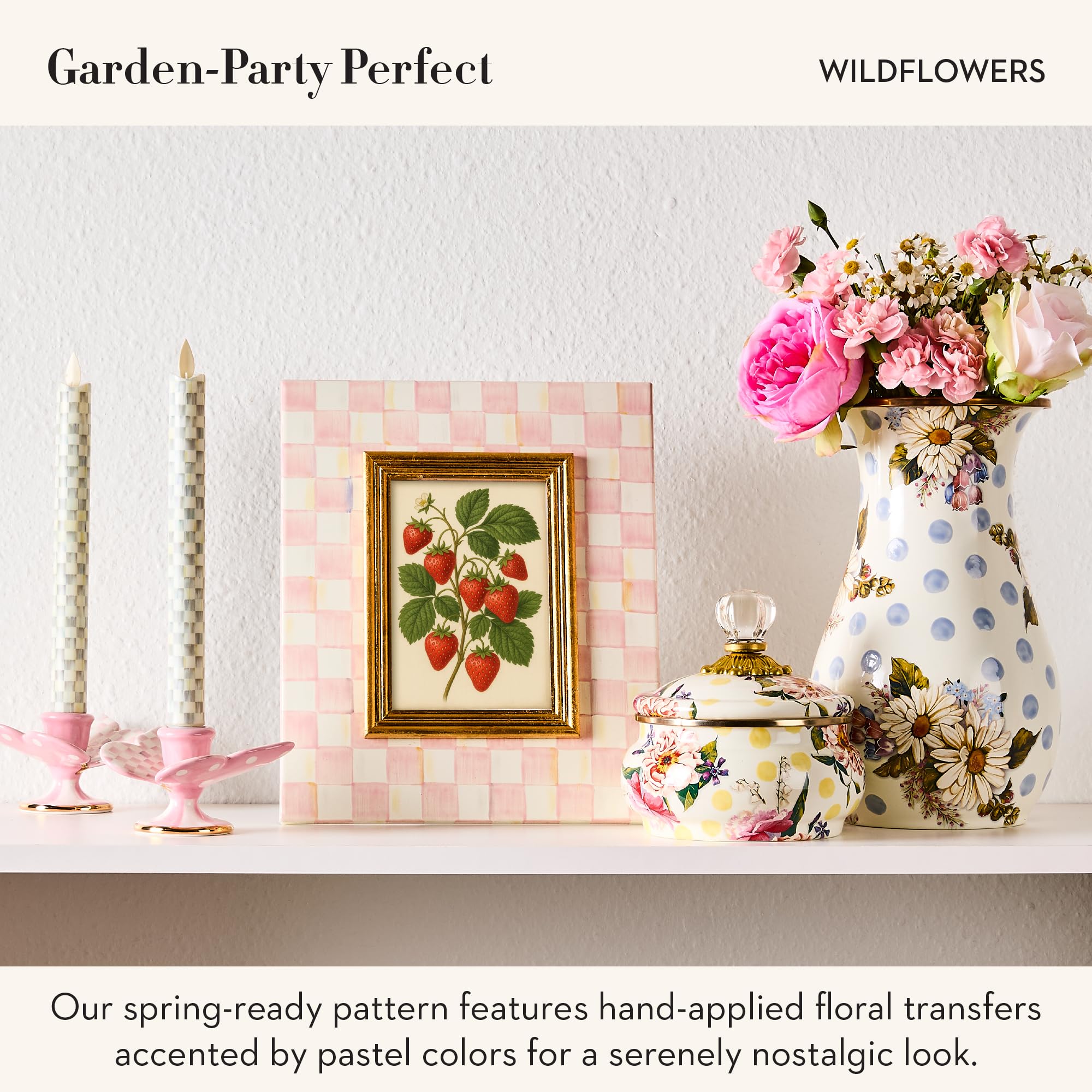 Amazon.com: MACKENZIE-CHILDS Tall Enamel Vase, Unique Flower Vase