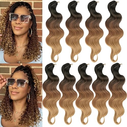Unionbeauty - Paquete de 9 paquetes de cabello ondulado ondulado preemplumado para trenzas de caja bohemia, rizos franceses, extensiones de cabello