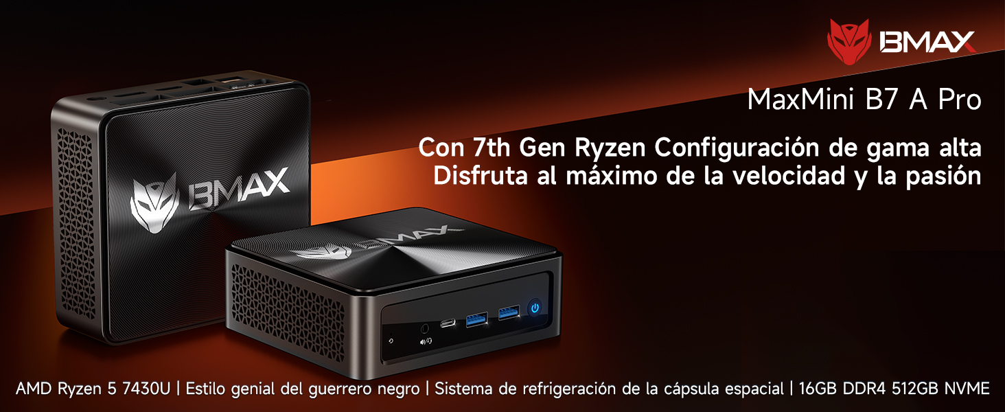 BMAX Mini PC, AMD Ryzen 5 7430U (hasta 4,3 GHz), Mini Ordenador de