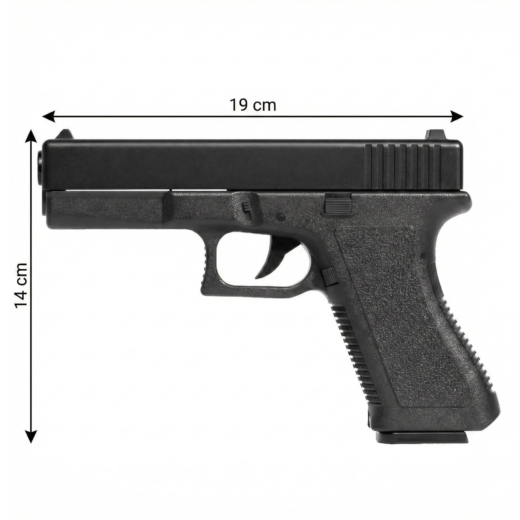 Pistola softair a molla replica Gloc k 17, POTENZA 0,9 JOULE, plastica, colpo singolo, caricatore 14 colpi, 200x137x25, 200g, 1000 pallinni inclusi nella confezione