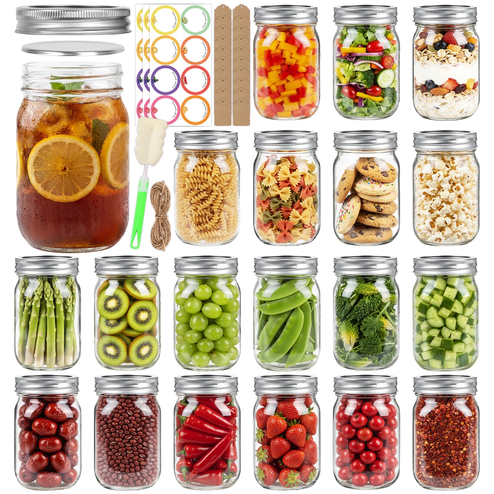 Amazon.com: Haneye 12 oz Mason Jars with Lids 20 Pack - Regular