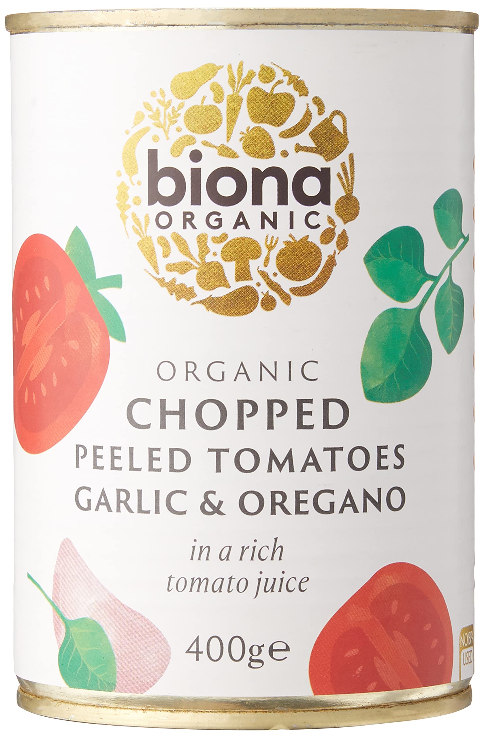 Biona Organic Chopped Tomatoes with Garlic and Oregano 400g