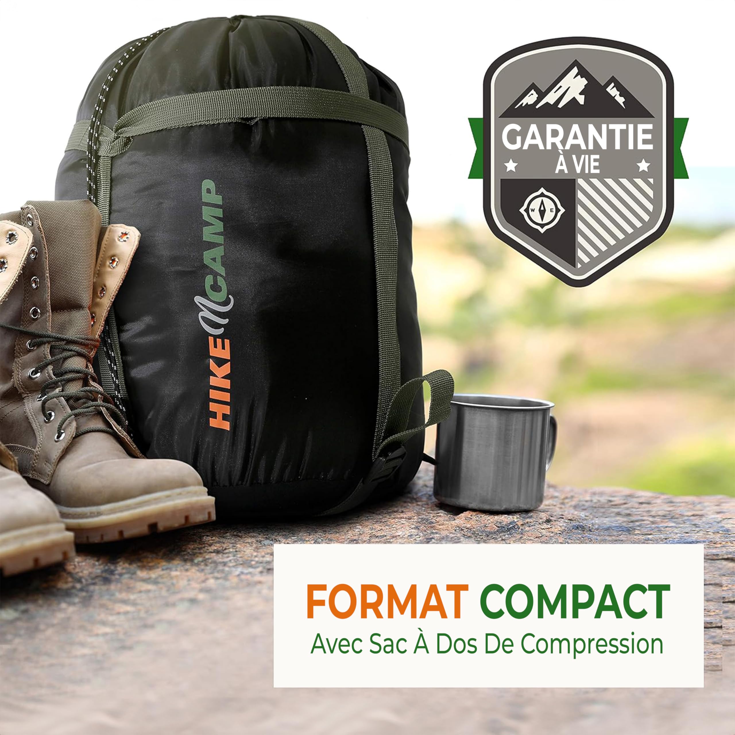 SereneLife Sac de Couchage Double avec Oreillers – Imperméable et Séparable en 2 Sacs Simples – Léger et Chaud – Camping, Randonnée, Trekking, Backpacking et Temps Froid – Température -15 à -12°C