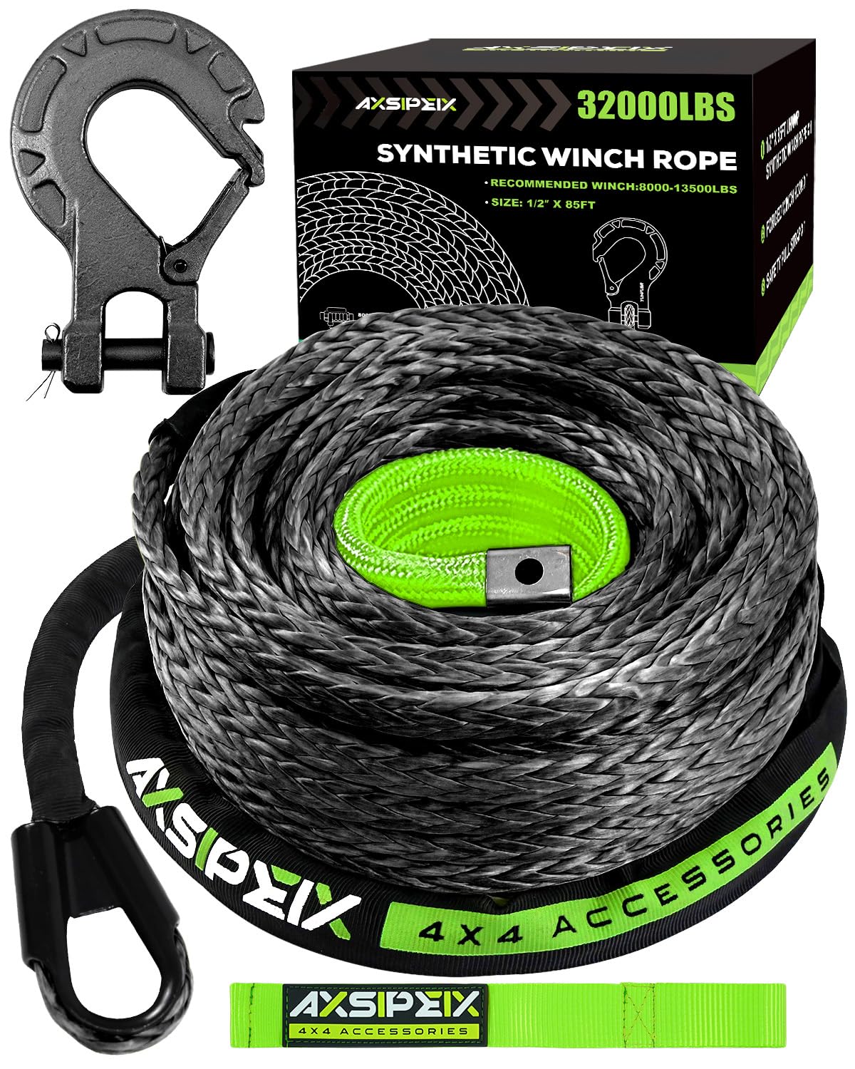 Amazon.co.jp: AXSIPEIX 合成ウインチロープケーブルキット 1/2インチ