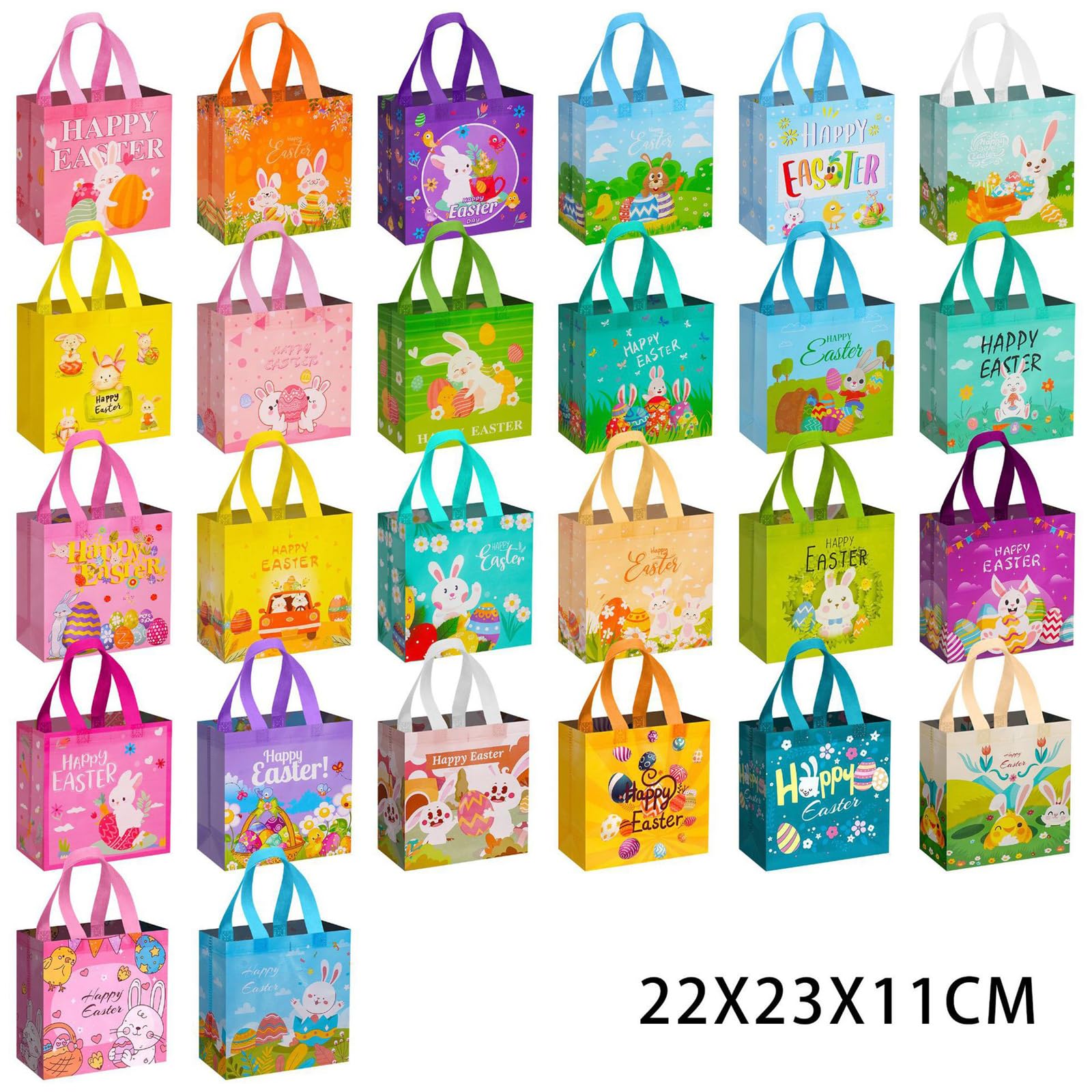 Torebki wielkanocne do napełniania, 100 sztuk, 22 x 23 x 11 cm, torebki wielkanocne, torebki na prezenty wielkanocne, torebki na prezenty, na Wielkanoc, koszyk wielkanocny (E)