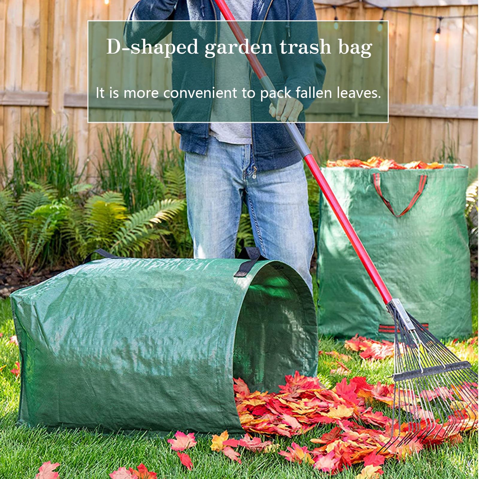 Sacs à déchets de jardin robustes – Sacs de jardin réutilisables avec poignées pour l'élimination des feuilles et des débris, design pliable, capacité de 200 l