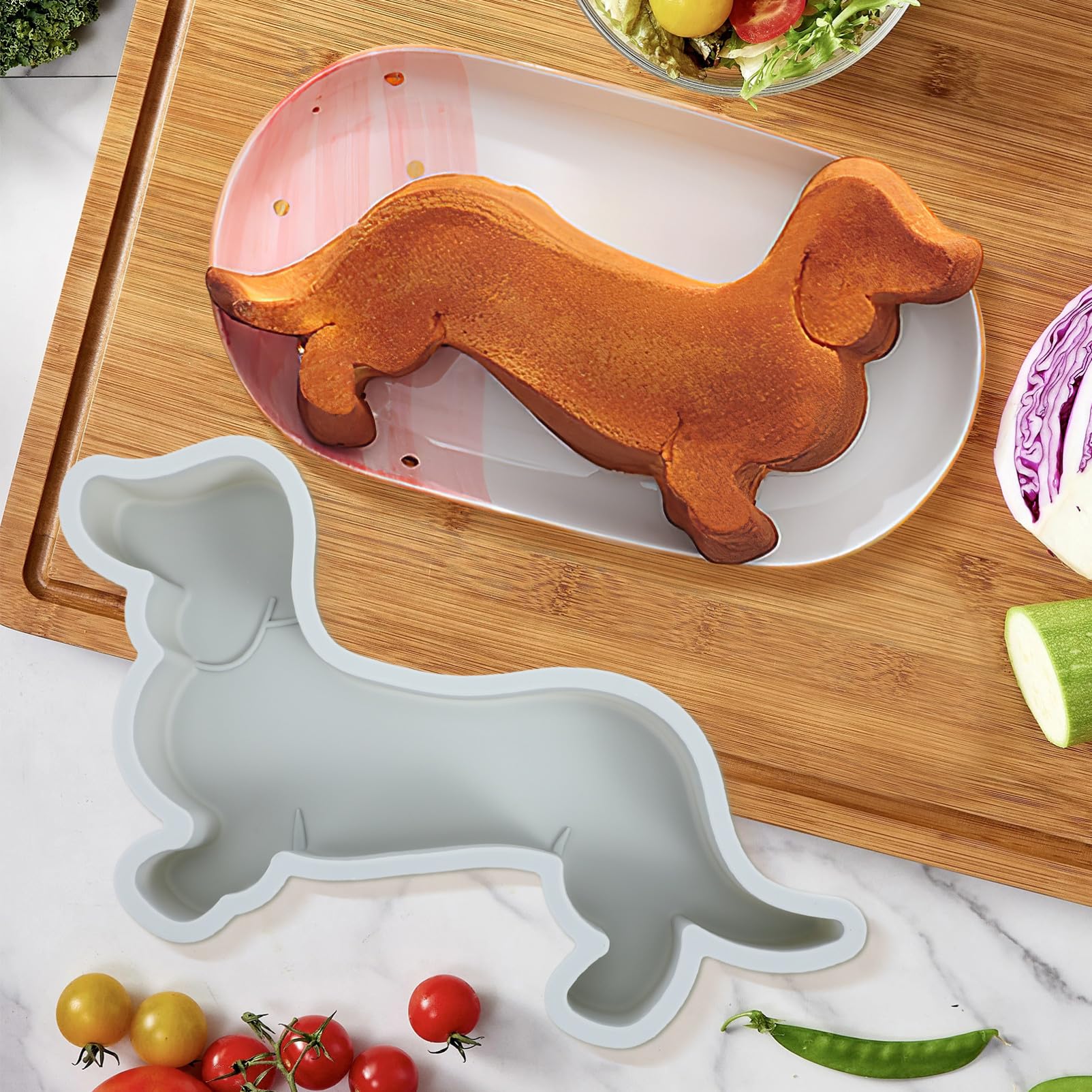 SOLUSTRE Molde de Silicona Material Seguro y Antiadherente 2 Piezas para Hornear Forma de Perro Adecuado para Chocolate y Fondant en Cocina o Fiestas