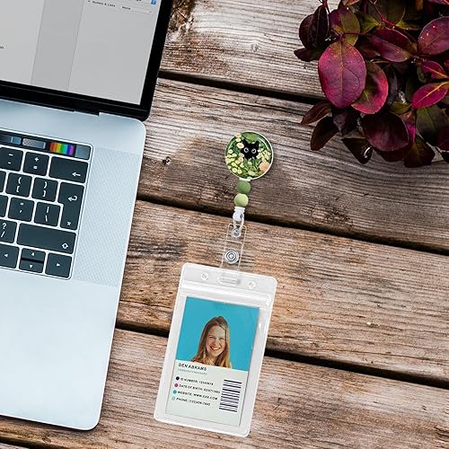 Vista 204 de Immaturus Carrete retráctil con cuentas, lindo y divertido soporte para tarjetas de identificación retráctiles, clips de insignia, llavero para Nave