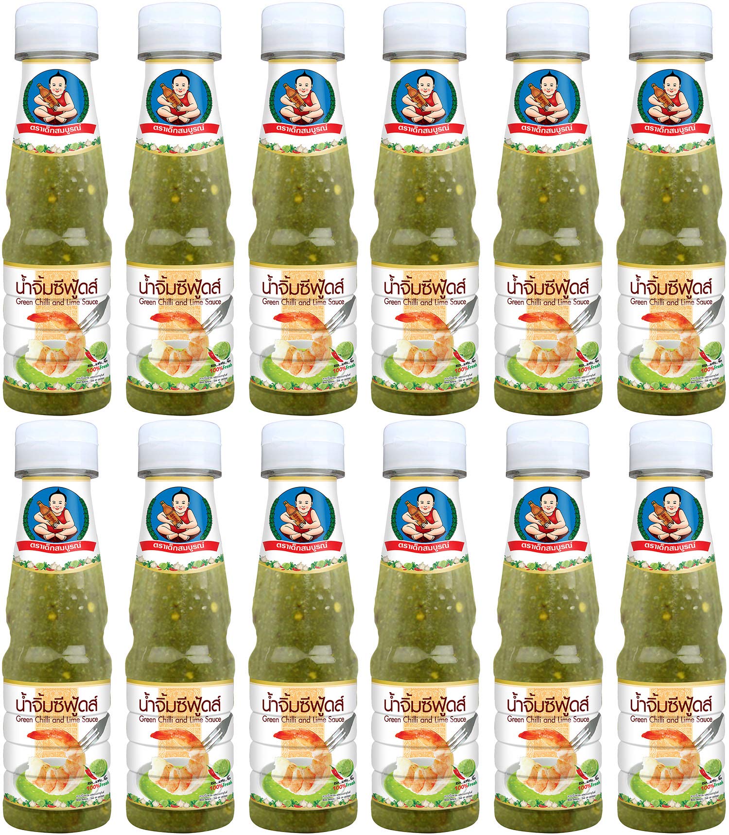Healthy Boy Seafood Dipping Sauce (Green Chili & Lime) 6 Ounces, Product of Thailand (Pack of 12)