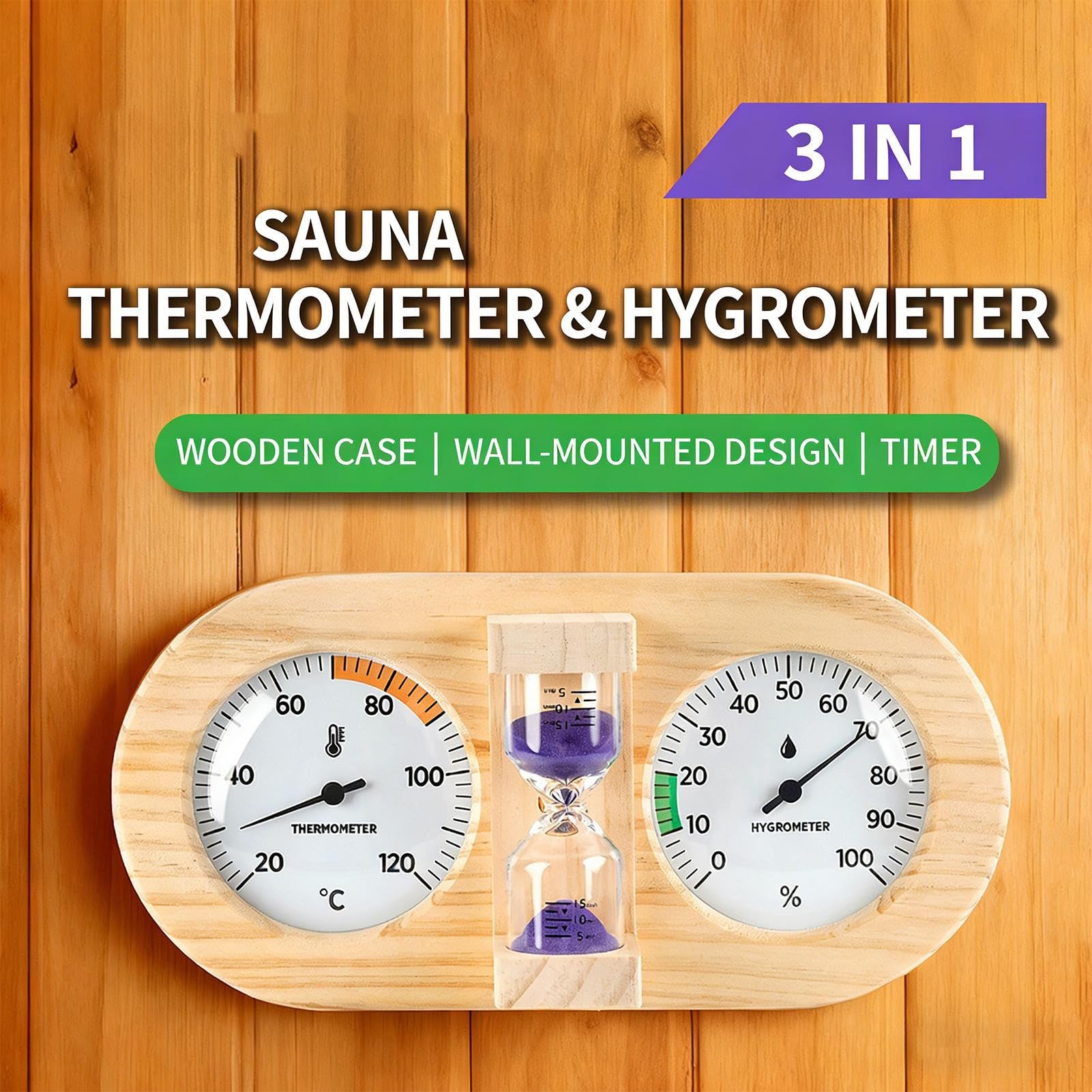 Thermomètre Hygromètre pour Sauna Hygromètre avec Compte à Rebours de 15