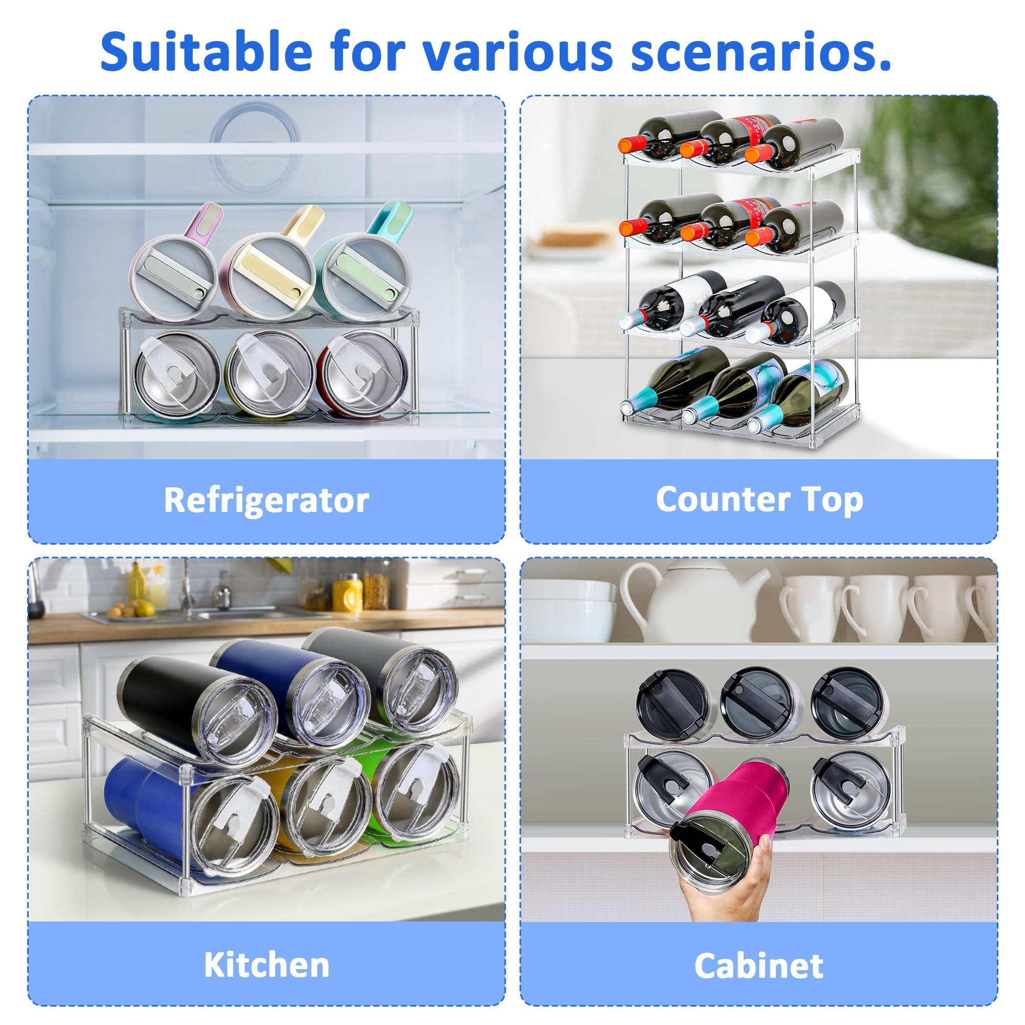 Organizador de botellas de agua de 1,134.0 g, estante de almacenamiento apilable grande para botellas de agua, soporte para botellas de agua de 3 niveles para vino, bebidas, estante organizador de