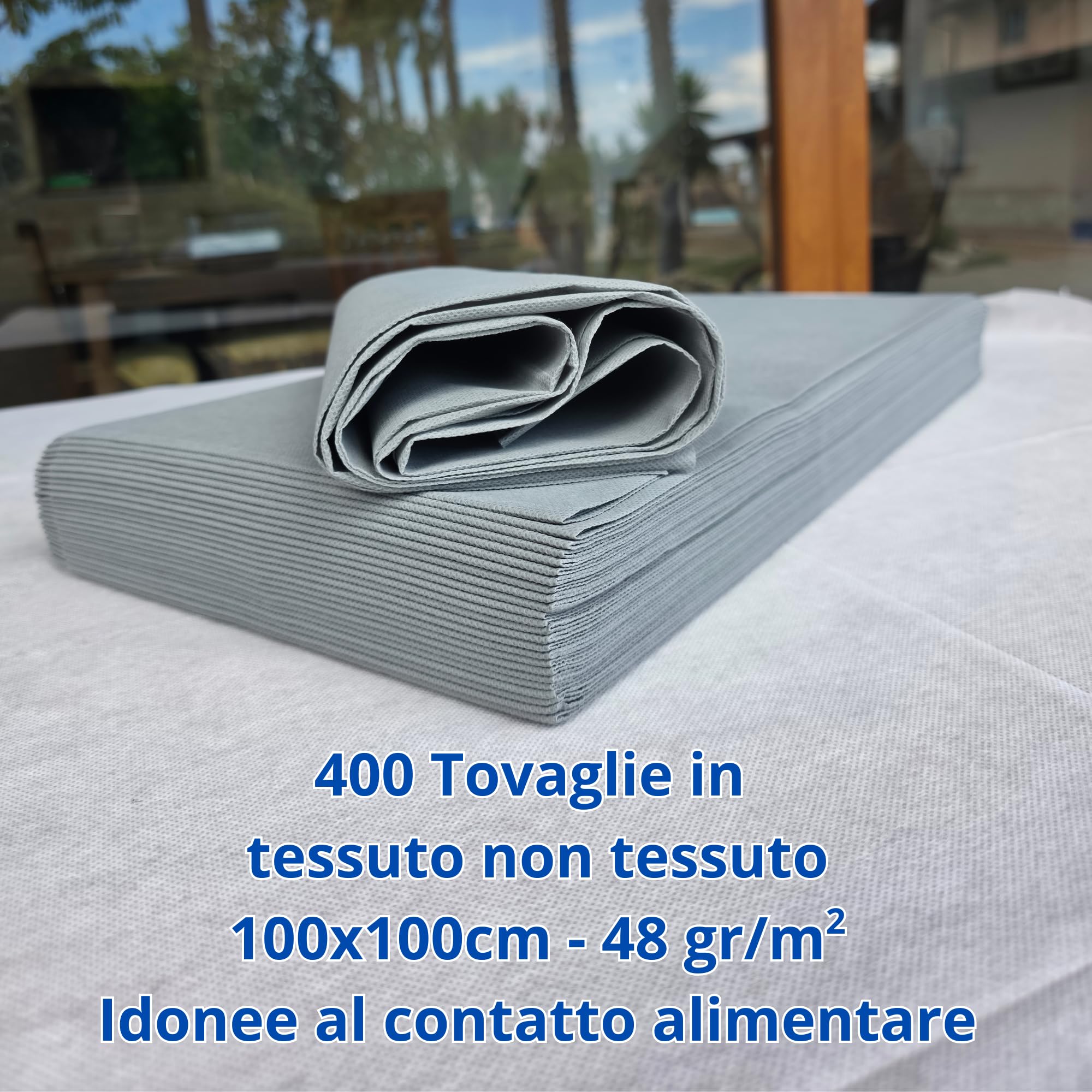 Manteles cubremanchas desechables gris TNT 100 x 100 cm resistentes tipo tela alto gramaje 48 g manteles fiesta restaurante pizzería agroturismo trattoria mantel desechable impermeable (400)