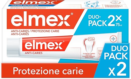 Elmex Dentifricio Protezione Carie con Fluoruro Amminico, 2 x 75ml