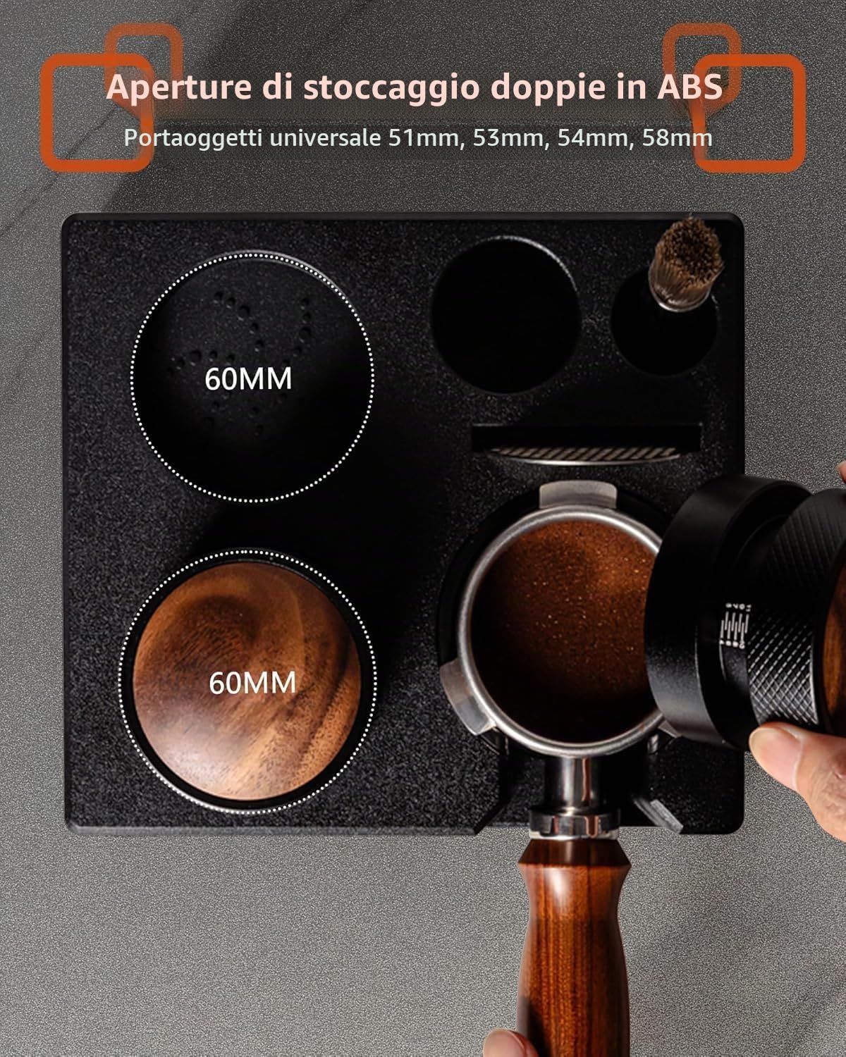 Tamper Station Caffe Espresso Universale(51-58mm), Antiscivolo Supporto per Tamper Caffè, Regolabile Stazione di Manomissione, Tamper Accessori Barista per Riporre Tamper (Esclusi Gli Accessori)