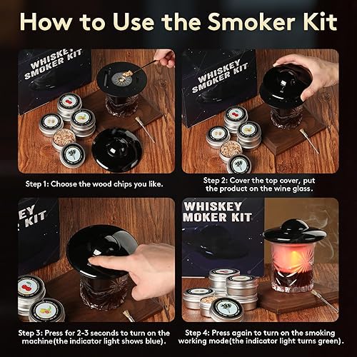 Miniatura 3 de Kit de ahumador de whisky eléctrico, kit de ahumador de cóctel con encendedor integrado, no necesita butano, kit de ahumador de whisky recargable,
