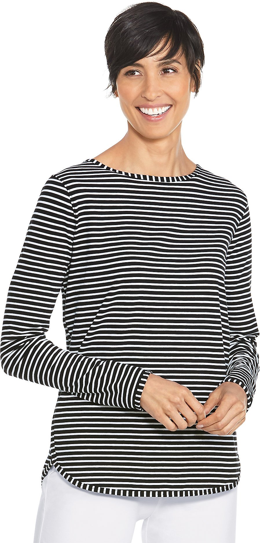 Coolibar UPF 50+ Women's Heyday Side Split Shirt - Sun Protective Top, Scoop Neck, Relaxed Fit, 27" Length (Medium)