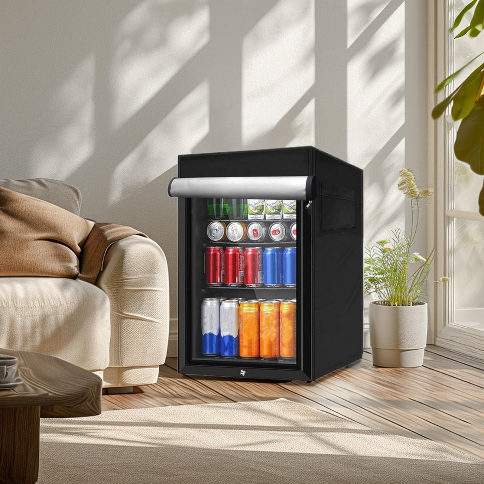 56x58x86cm Outdoor Kühlschrank Abdeckung, Schwarzer Kühlschrank Dustcover, Aufrechte Gefrierschrankabdeckung, Oxford Tuch Kühlschrank Im Freien Abdeckung Für Getränkekühlschränken