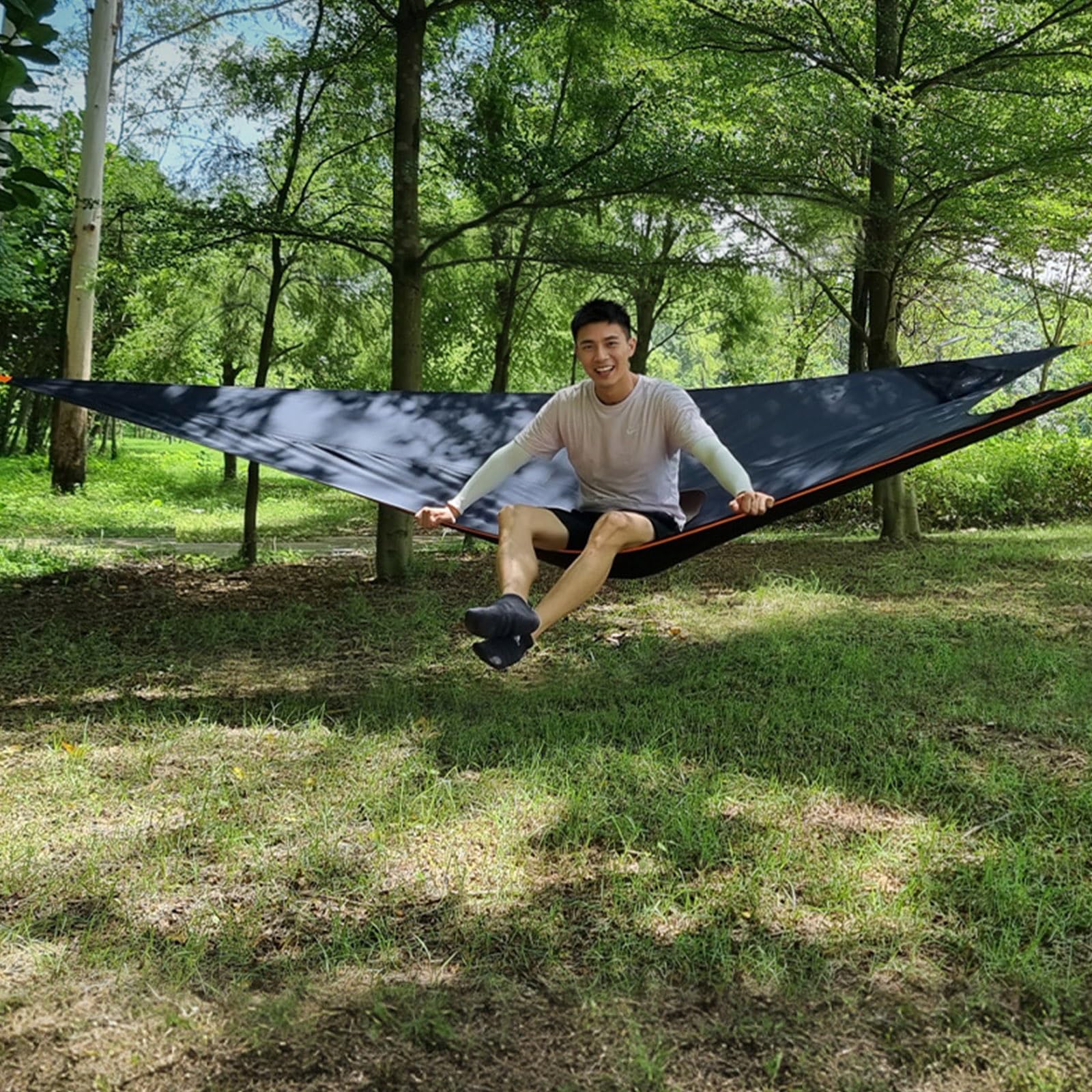 Hamaca Triangular de 13 pies, Tienda de árbol suspendida for Varias Personas de 500 Libras | Hamaca triangular grande de 13 pies, hamaca portátil for acampar al aire libre con correas colgantes y bolsa