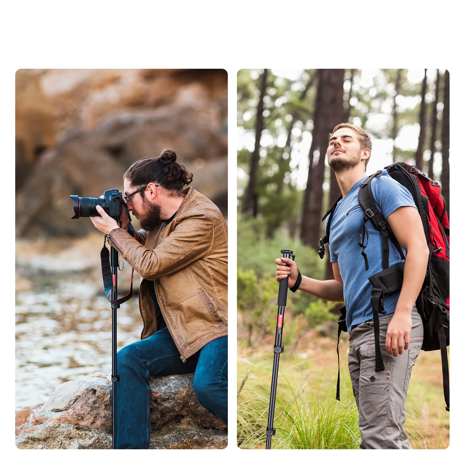 ARTCISE Monopiede per fotocamera, 156 cm, in lega di alluminio, monopiede compatto con altezza a 4 sezioni, supporto da viaggio leggero per fotocamera DSLR, capacità di carico 15 kg