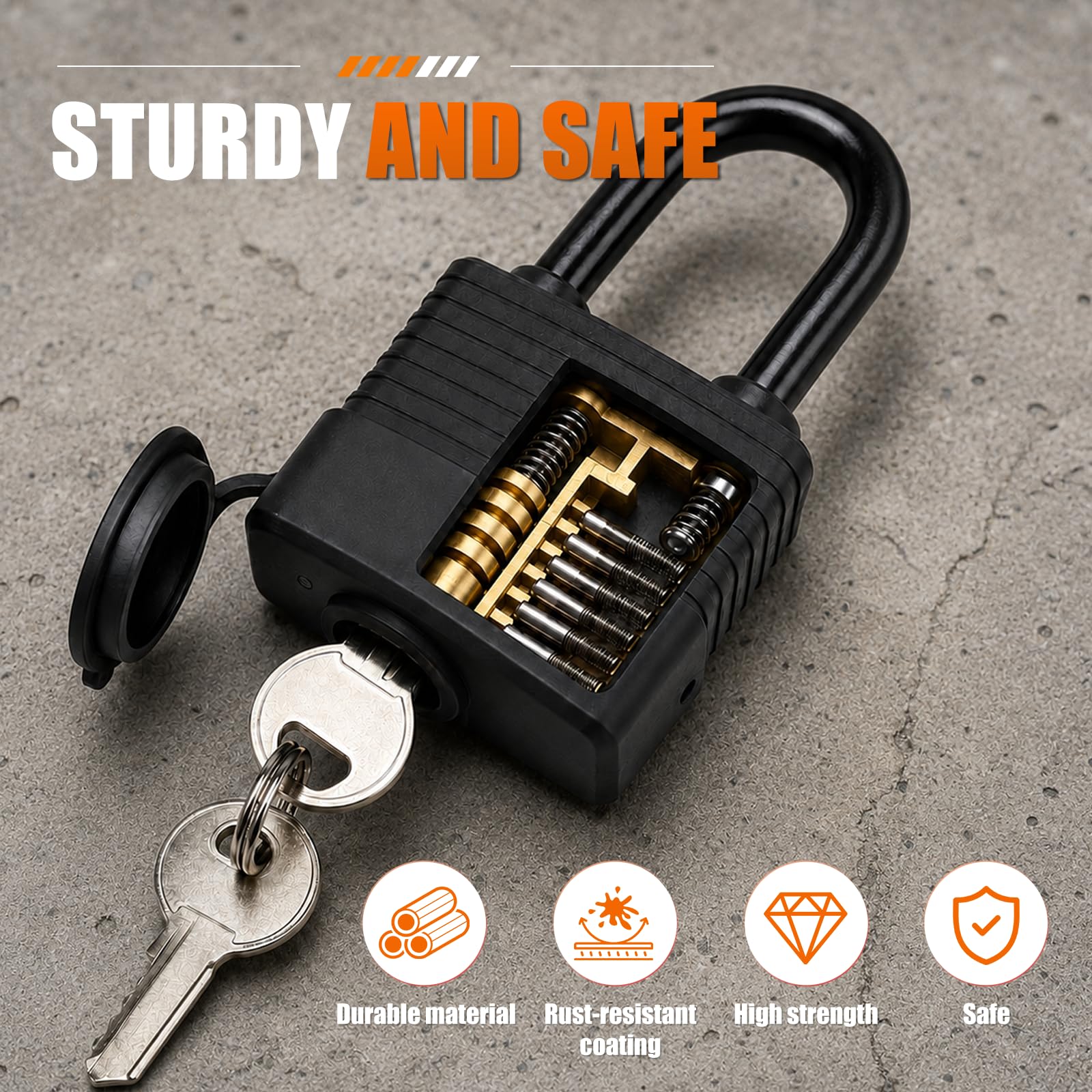 Candado Candado Padlock Candado | 6 unidades con 18 llaves resistentes a la intemperie, latón, cierre uniforme, para jardín, taquilla, sótano, maleta