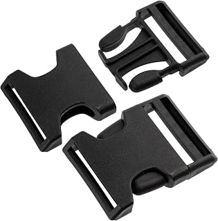 AERZETIX - Juego de 4 Hebillas clip ajustables de liberación rápida | pasador 40mm | para mochilas cinturones correas | color negro | de plástico