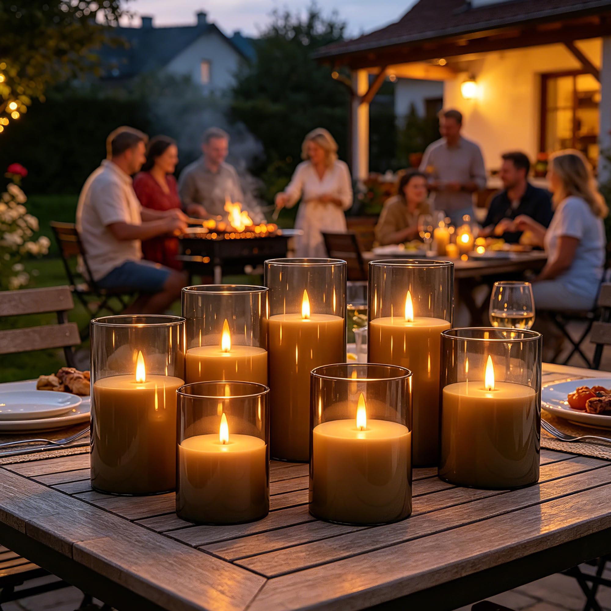 Da by 3 Velas LED Recargables 1800mAh, Velas Sin Llama Parpadeantes con Mando a Distancia, Cubierta Transparente Gris Oscuro para Decoración de Bodas y Navidad