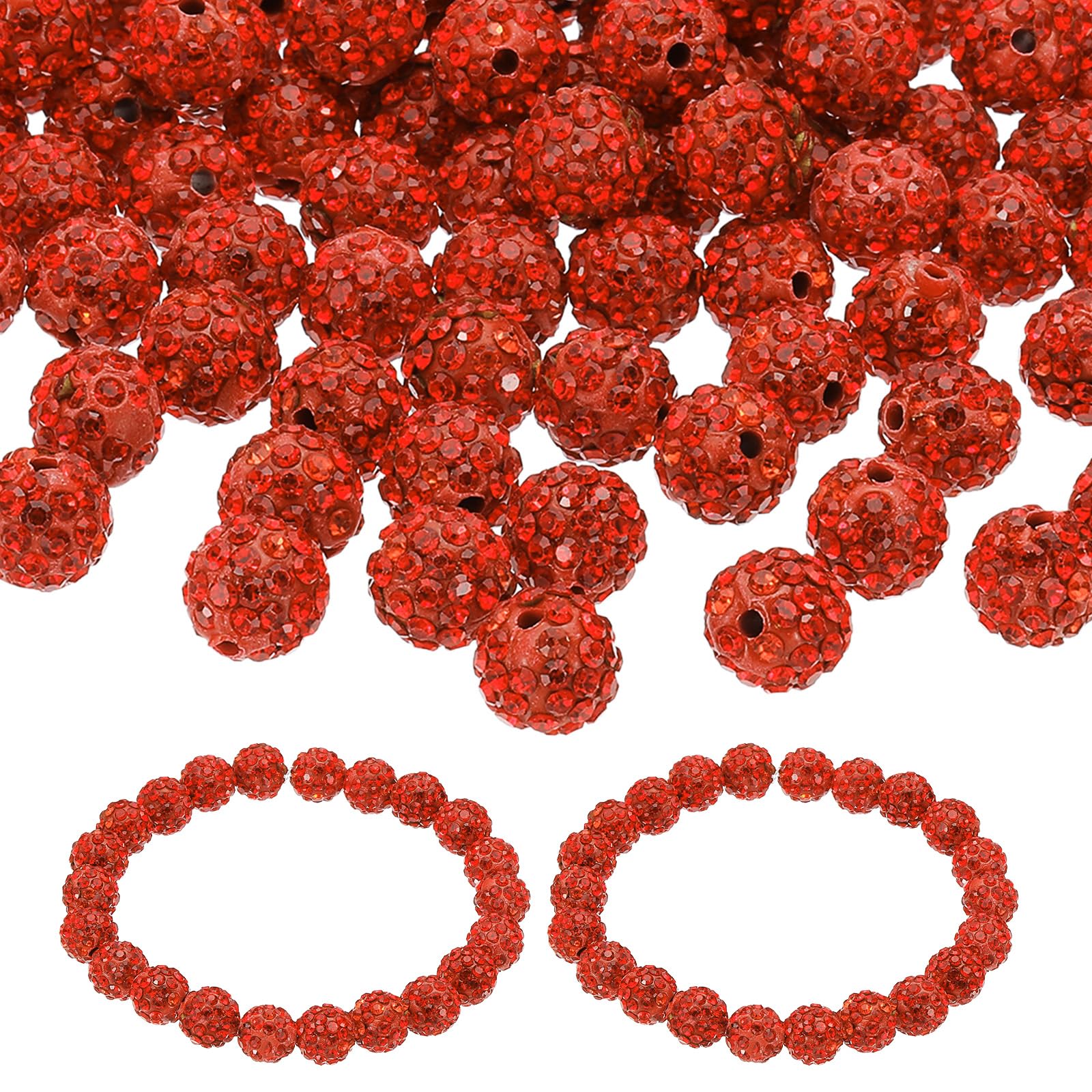 PATIKIL 8mm Rhinestone Beads, 150pcs Clay Rhinestone Beads Disco Ball Beads Diamond Spacer Beads Crystal Sparkle Shiny Round Bulk, Orange