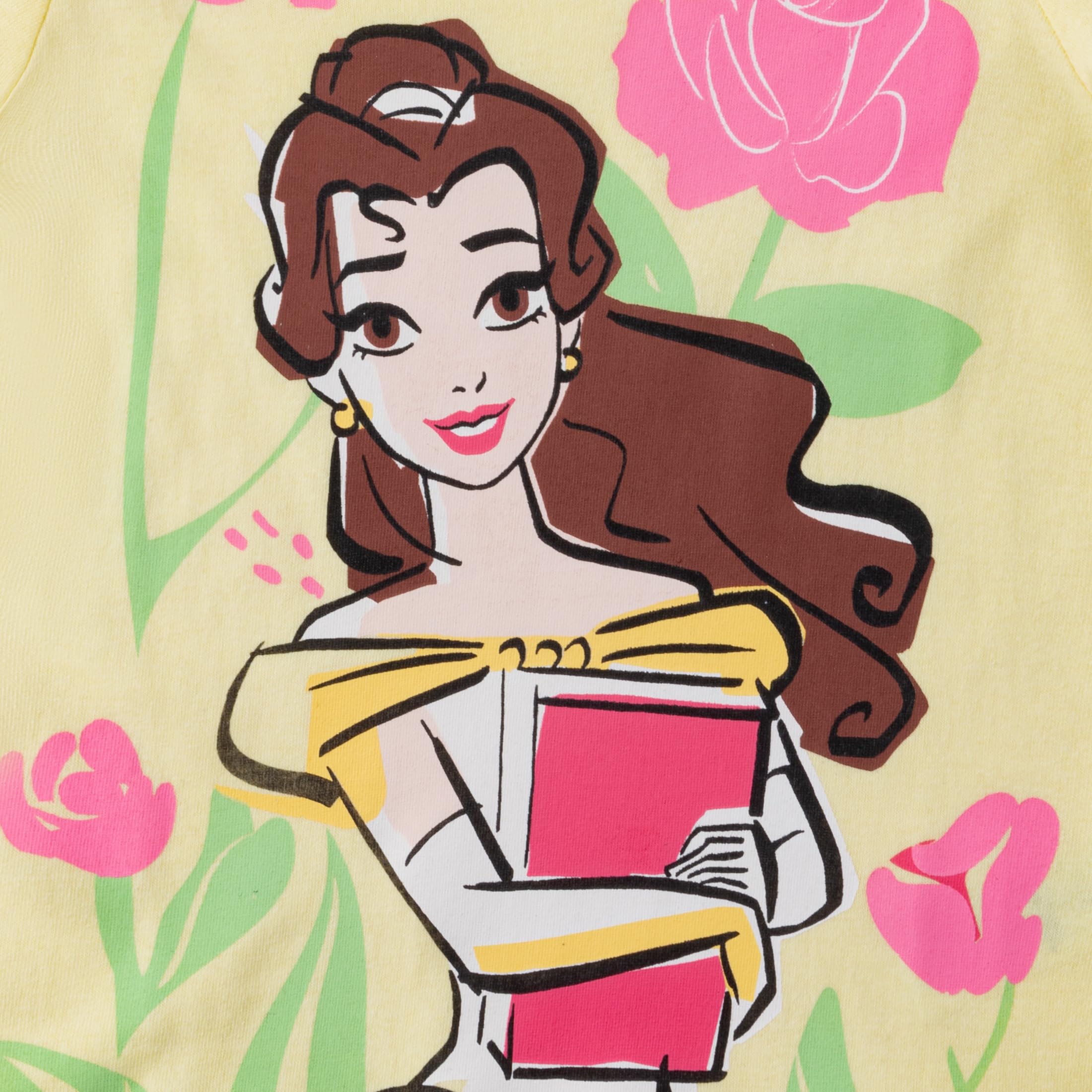 Disney Princesa Ariel, Cenicienta, Belle, Camiseta de manga corta para niñas pequeñas y grandes