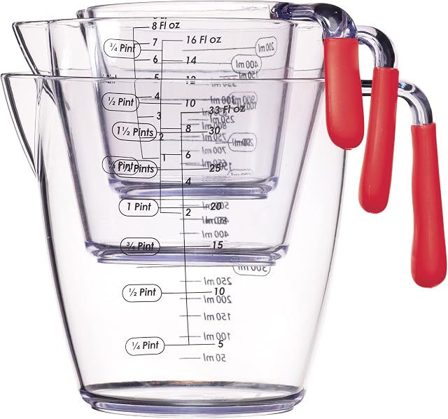 Colourworks CWMJUGSETRED KitchenCraft 3 Piece Measuring Jug Set - Red