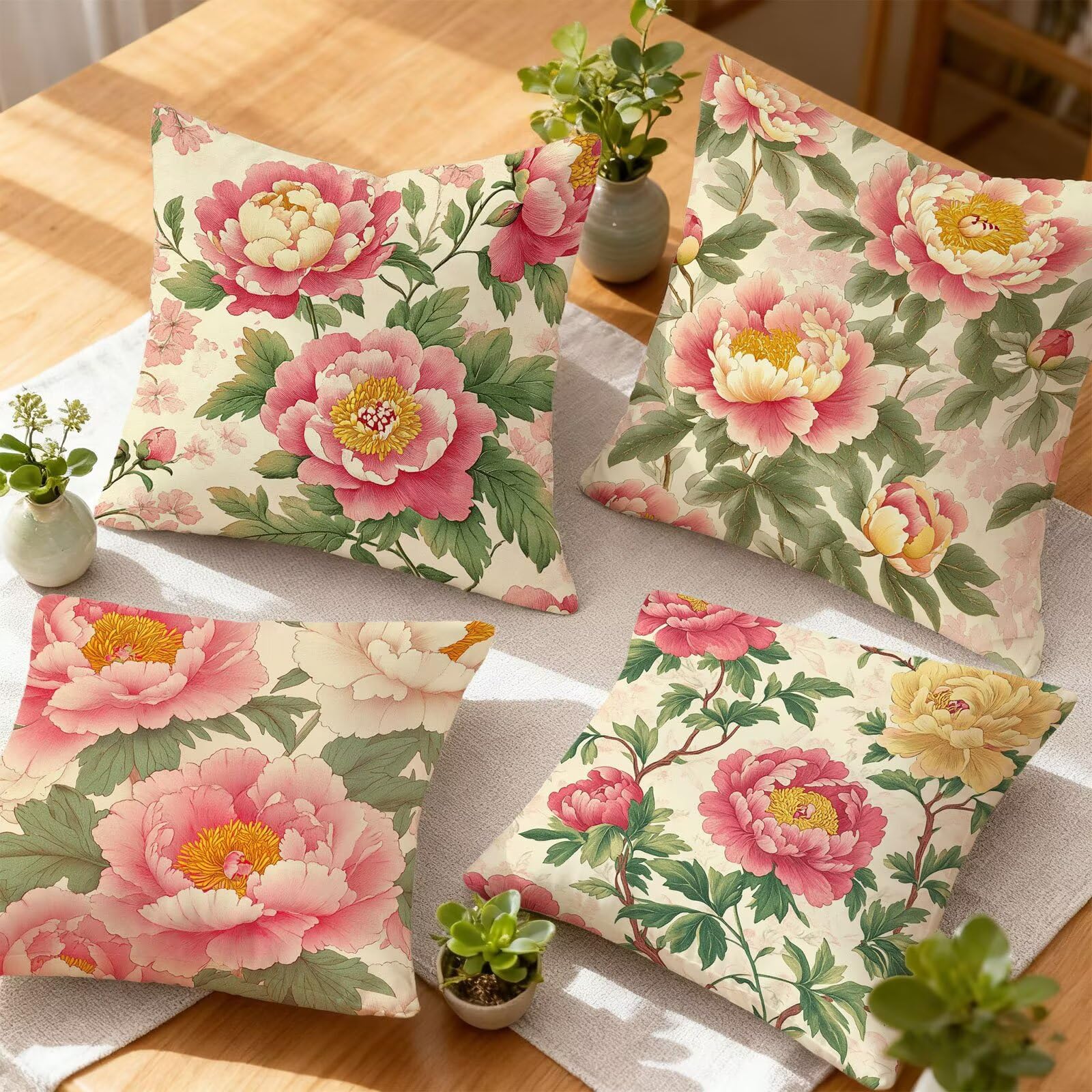 Rosa Funda Cojin 60x60 Flor Funda Almohada 60x60 Cojines Sofa Súper Suave Fundas Cojines Decorativos Fundas Almohadas 4 Piezas Almohada Cervicales y Cuello, para Hogar Cama Salon Decoracion E - 701